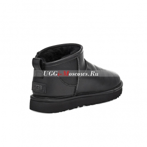 UGG MENS CLASSIC ULTRA MINI LEATHER BLACK