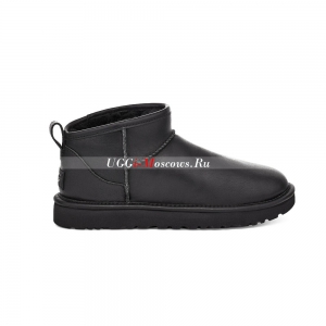 UGG MENS CLASSIC ULTRA MINI LEATHER BLACK