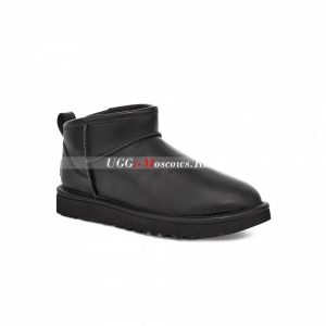 UGG CLASSIC ULTRA MINI LEATHER BLACK