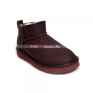 UGG CLASSIC ULTRA MINI LEATHER WINE RED