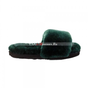 UGG FLUFF SLIDE SLIPPERS DARK GREEN