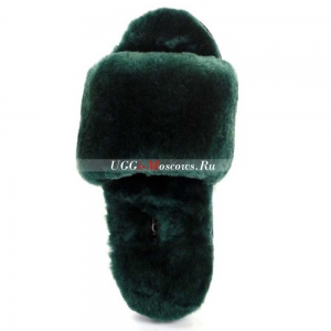 UGG FLUFF SLIDE SLIPPERS DARK GREEN