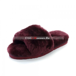 UGG FLUFF SLIDE SLIPPERS DARK PURPLE