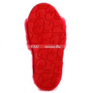 UGG FLUFF SLIDE SLIPPERS WATERMELON RED