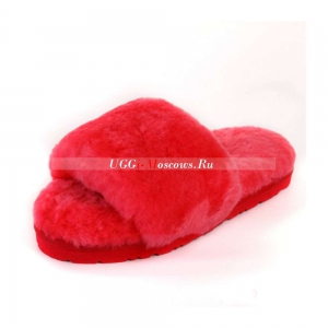 UGG FLUFF SLIDE SLIPPERS WATERMELON RED