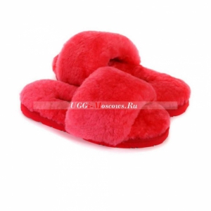 UGG FLUFF SLIDE SLIPPERS WATERMELON RED