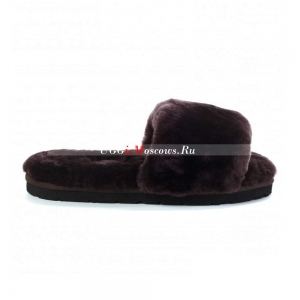 UGG FLUFF SLIDE SLIPPERS CHOCOLATE