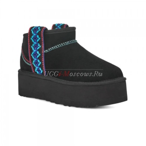 UGG CLASSIC ULTRA MINI BRAID PLATFORM BLACK