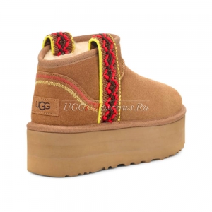 UGG CLASSIC ULTRA MINI BRAID PLATFORM CHESTNUT