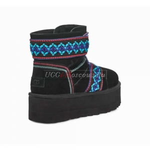 UGG CLASSIC MINI II BRAID PLATFORM BLACK