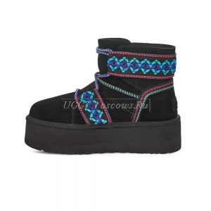 UGG CLASSIC MINI II BRAID PLATFORM BLACK