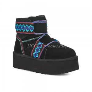 UGG CLASSIC MINI II BRAID PLATFORM BLACK