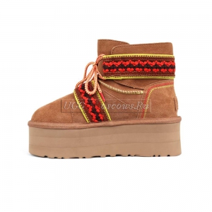 UGG CLASSIC MINI II BRAID PLATFORM CHESTNUT