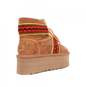 UGG CLASSIC MINI II BRAID PLATFORM CHESTNUT