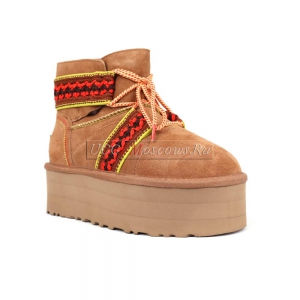 UGG CLASSIC MINI II BRAID PLATFORM CHESTNUT