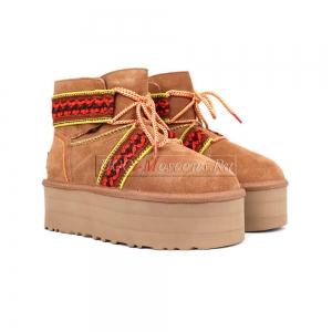 UGG CLASSIC MINI II BRAID PLATFORM CHESTNUT