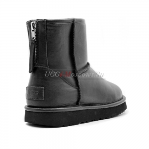 UGG CLASSIC ONE ZIP MINI LEATHER BLACK