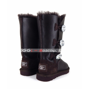 Ugg Kids Bailey Bling Tall Metallic - Chocolate