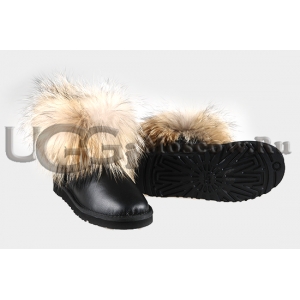 UGG Women With Fox Fur Metallic mini - Black