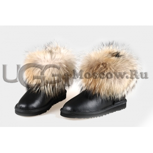 UGG Women With Fox Fur Metallic mini - Black