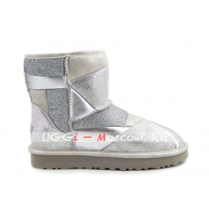 Ugg Classic Mini Glitter PATCHWORK BOOT - Silver  