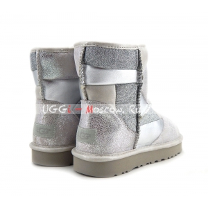 Ugg Classic Mini Glitter PATCHWORK BOOT - Silver  