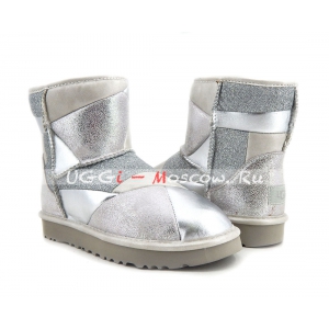 Ugg Classic Mini Glitter PATCHWORK BOOT - Silver  