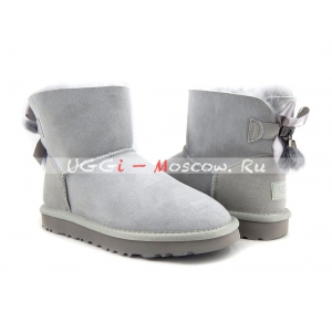 Ugg Mini Bailey Bow Fur Brush Boot - Grey Violet