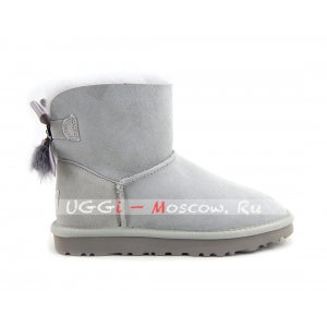 Ugg Mini Bailey Bow Fur Brush Boot - Grey Violet