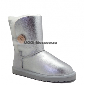 UGG Women Bailey Button Metallic - Silver 