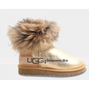 UGG Women With Fox Fur Metallic mini - Gold