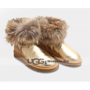 UGG Women With Fox Fur Metallic mini - Gold