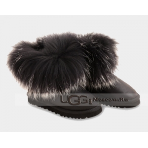 UGG Women With Silver Fur Metallic mini - Black