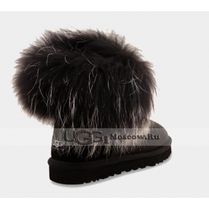 UGG Women With Silver Fur Metallic mini - Black