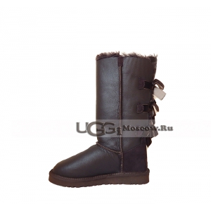 Ugg Women Bailey Bow Metallic Tall - Chocolate